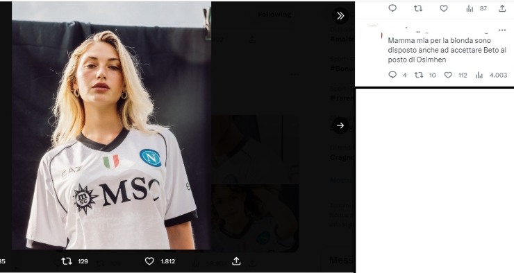 Napoli maglia commenti modella