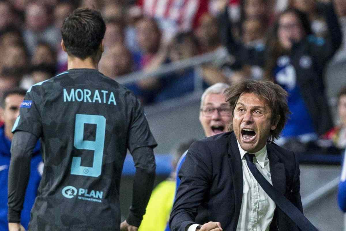 Alvaro Morata e Antonio Conte assieme al Napoli