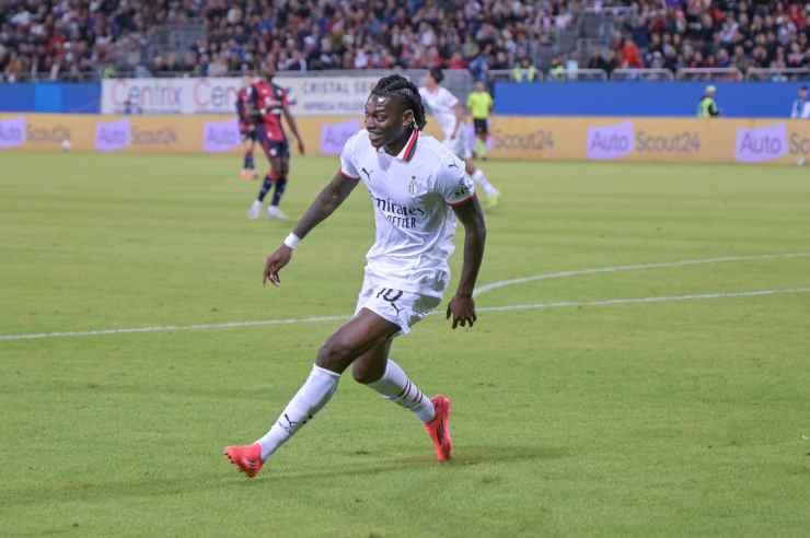 Leao dopo il gol contro il Cagliari